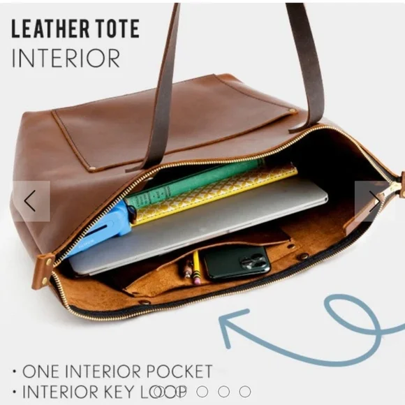 Portland Leather Goods Large Tote Bag Green Apple with zipper - NEW / RARE - Picture 5 of 5